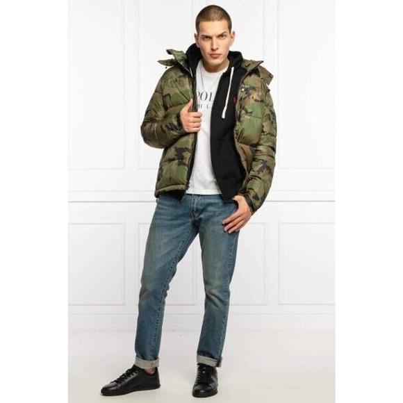 Polo Ralph Lauren Big Pony Hooded Down Puffer Jacket Coat Camo Mens Sz L - Picture 6 of 10